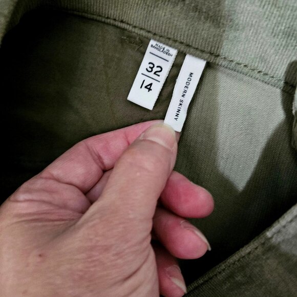 Loft Olive Green Modern Skinny Corduroy Pants Size 14 - Picture 5 of 9